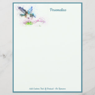 Papel de carta Personalizado de Hummingbird Azul E
