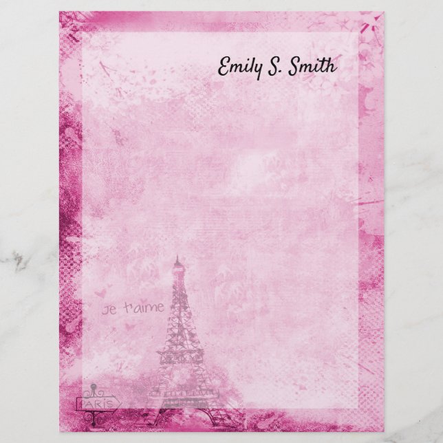 Papel de carta Personalizado do Tema de Paris (Frente)