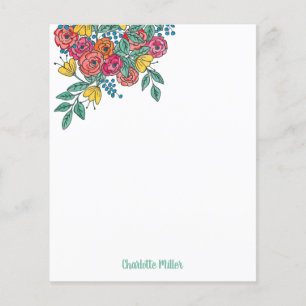 Papel de Carta Personalizado Floral Colorida Moder