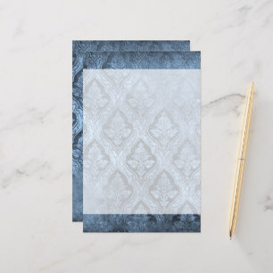 Papel de Carta Personalizado Floral Vintage - Azul