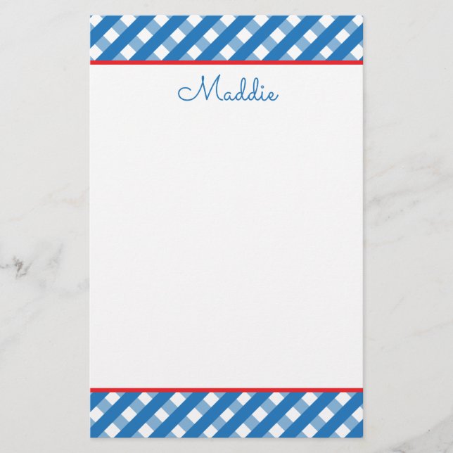 Papel de Carta Personalizado Gingham (Frente)