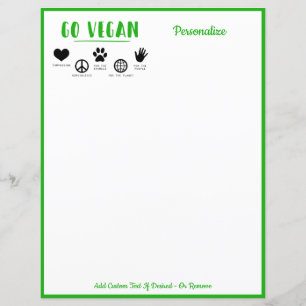 Papel de Carta Personalizado Verde Citar Ir Vegan