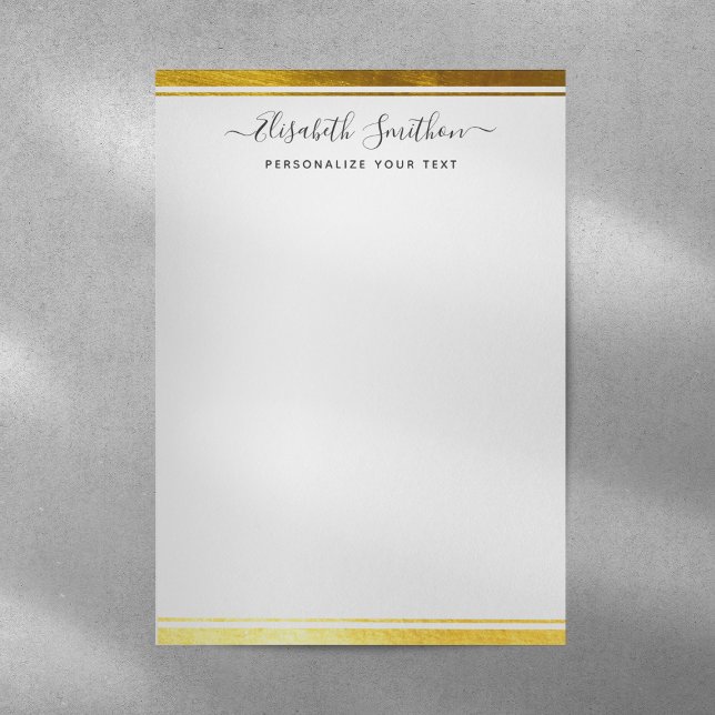 Papel de carta pessoal Dourado Mínimo Branco Simpl (Criador carregado)