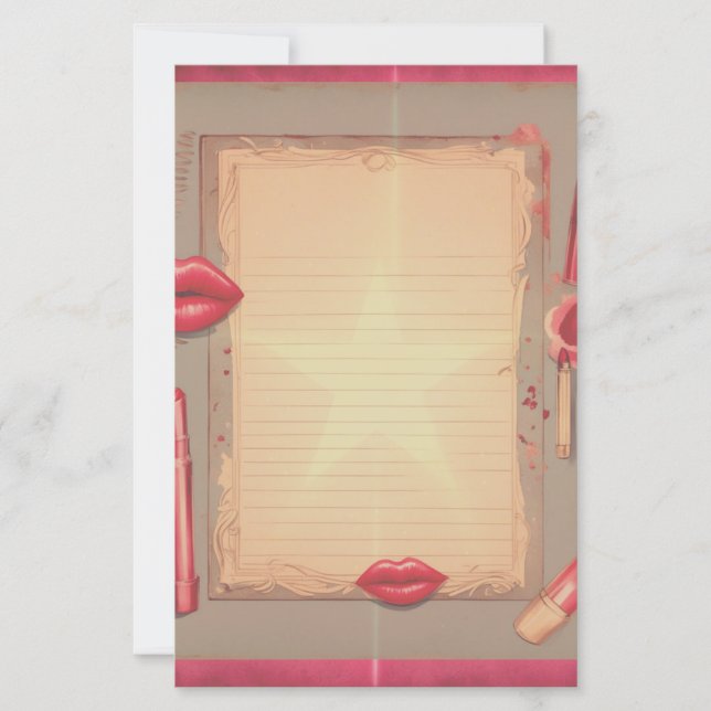 Papel de Carta Retro Lipstick (Frente)
