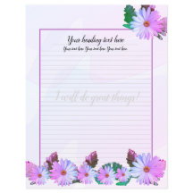 Papel de carta Roxo Daisy Floral Linhado