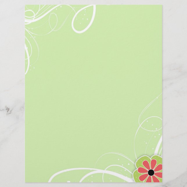 Papel de carta simples moderno com flores (Frente)