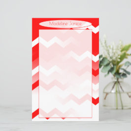 Papel de Carta Vermelho e Branco Chevron para Escr