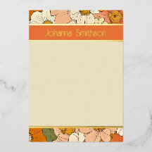 Papel de Carta Vertical no Groove Floral Laranja