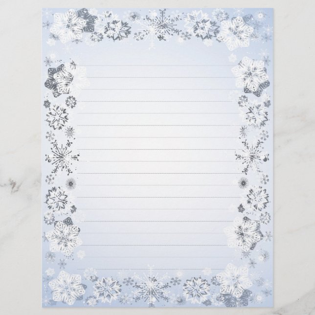 Papel de carta Vinculado com Flocos de Neve (Frente)
