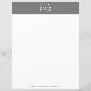 Papel de Cinza de sola do Monograma Laurel Wreath