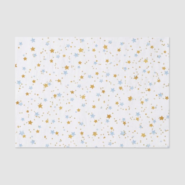 Papel de Confetti para Estrelas Azuis e Douradas (Frente )
