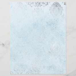 Papel de Cor damasco da Vintagem Azul e Prateado