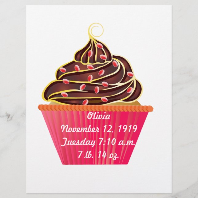 Papel de Cupcake de Menina Rosa (Frente)