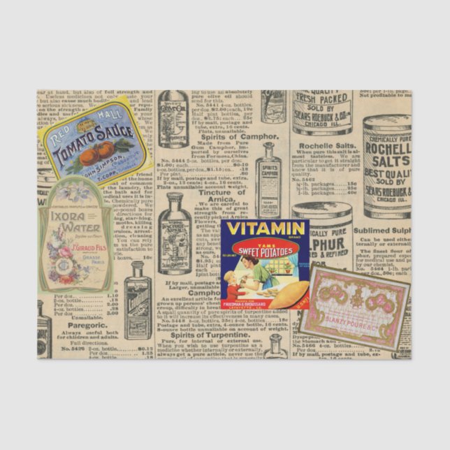 Papel de Decoupage Antigo Anúncios de Catálogo (Frente )