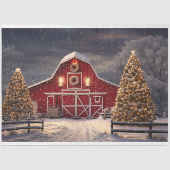 Papel de Decoupage da Barn de Natal 2 (Frente )