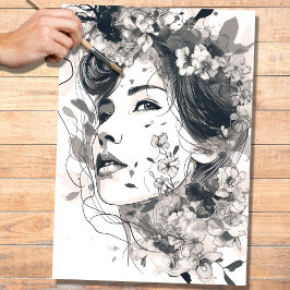 Papel de Decoupage da Mulher de Arte de Linha 2