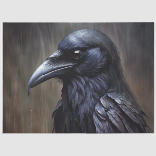 Papel de Decoupage de Aves Pretas Raven (Frente )