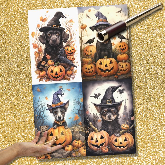 Papel de Decoupage de Colagem do Cão 1 do Hallowee (Criador carregado)