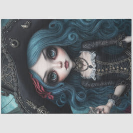 Papel de Decoupage de Garota Pirata Disfarçado Azu