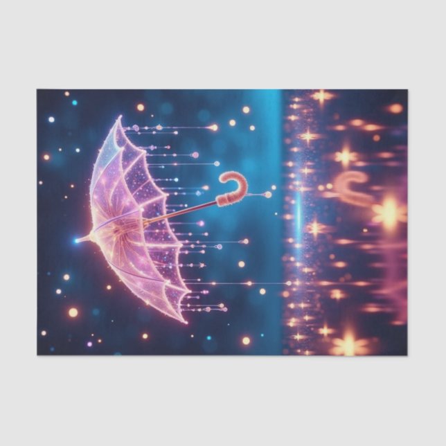 Papel de Decoupage de Guarda-chuvas Rosa-Neo brilh (Frente )