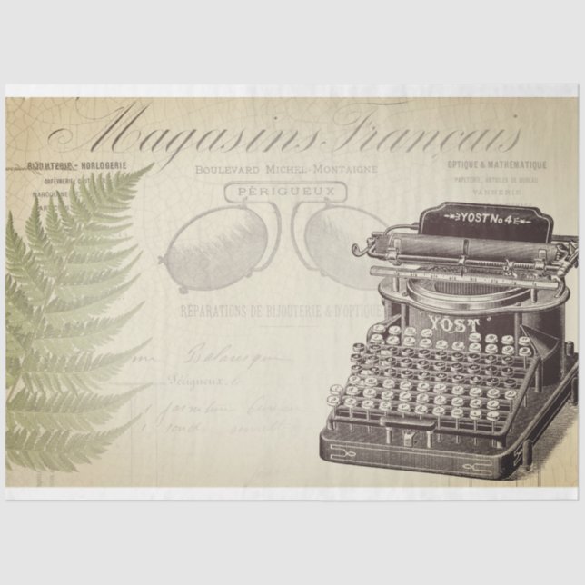 Papel de Decoupage de Móveis de Máquina de Escritu (Frente )