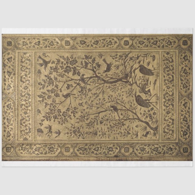 Papel de Decoupage de Pássaros e Florestas (Frente )