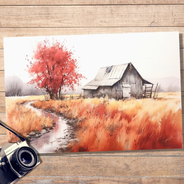 Papel de Decoupage do Barn no outono 6 (Criador carregado)