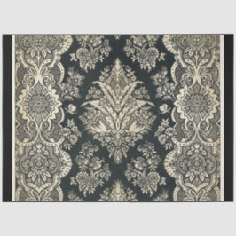 Papel de Decoupage do Damasco Preto e Branco