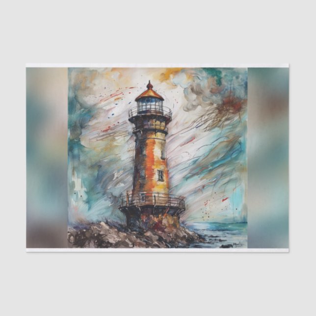 Papel de Decoupage do Farol Moody Watercolor (Frente )