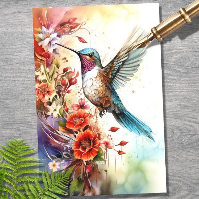 Papel de Decoupage do Hummingbird 4 (Criador carregado)