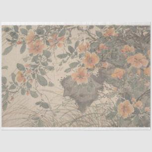 Papel de Decoupage do Mobiliário de Script Floral