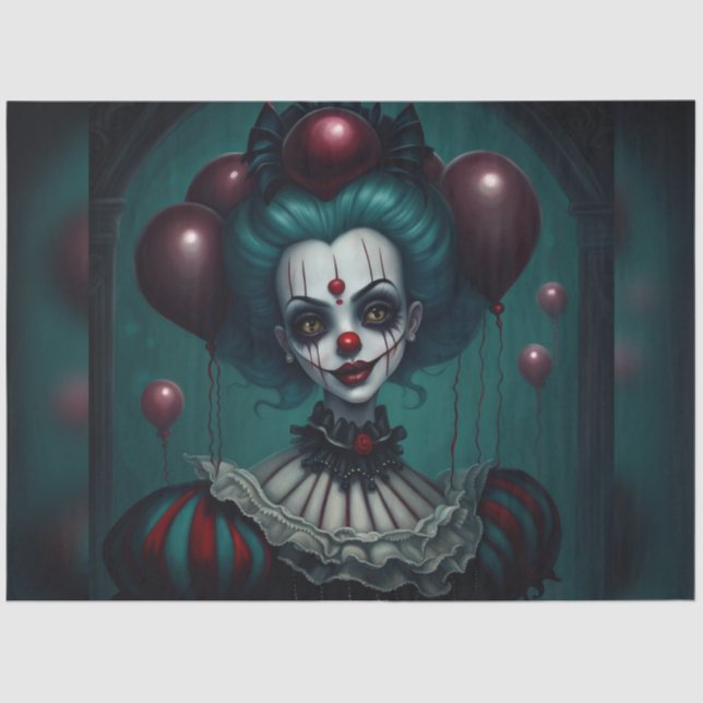 Papel de Decoupage do Palhaço de Halloween Amarelo (Frente )