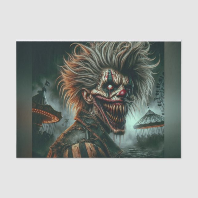 Papel de Decoupage do Palhaço de Halloween Louco e (Frente )