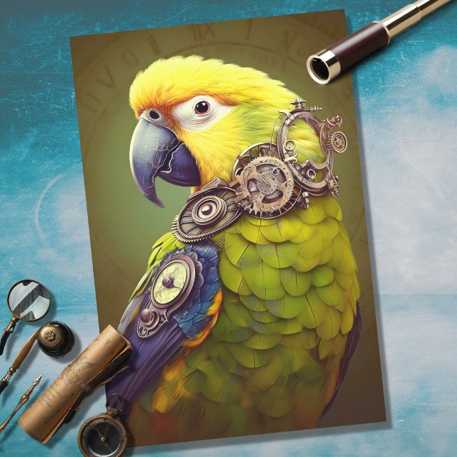 Papel de Decoupage do Parrot Steampunk 3 (Criador carregado)