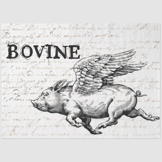 Papel de Decoupage do Porco Voador (Frente )