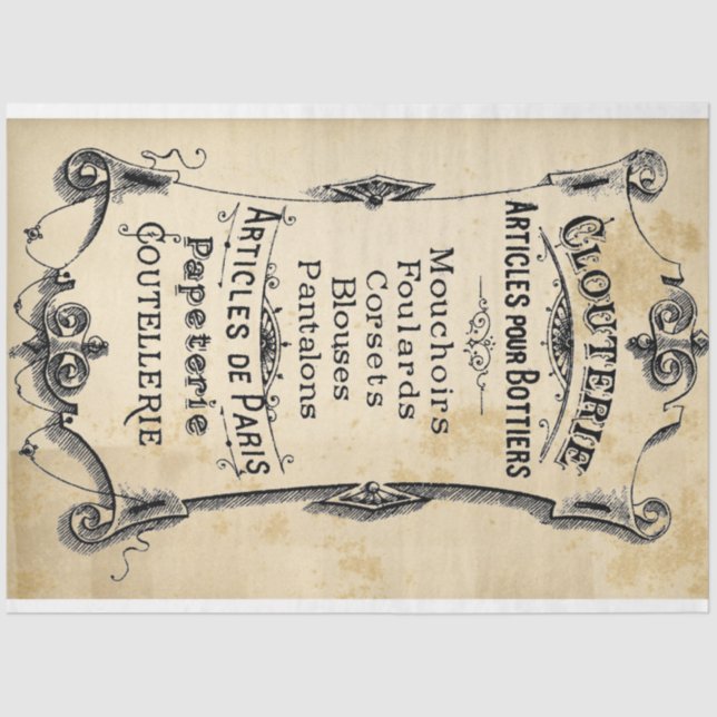 Papel de Decoupage do Rótulo de Clouterie (Frente )