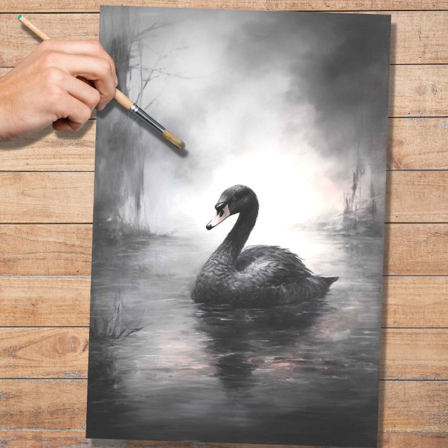 Papel de Decoupage do Swan Negro 2 (Criador carregado)