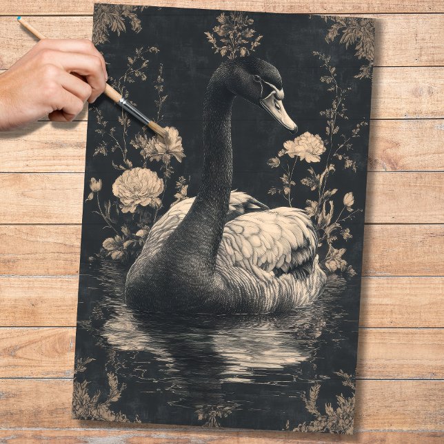 Papel de Decoupage do Swan Preto 1 (Criador carregado)