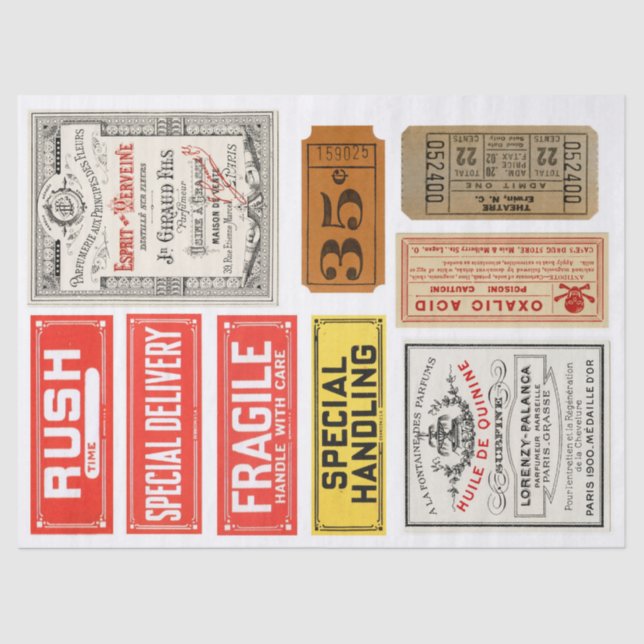 Papel de Decoupage dos elementos da etiqueta do (Frente )