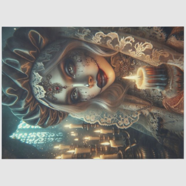 Papel de Decoupage Escuro da Mulher Harlequin (Frente )