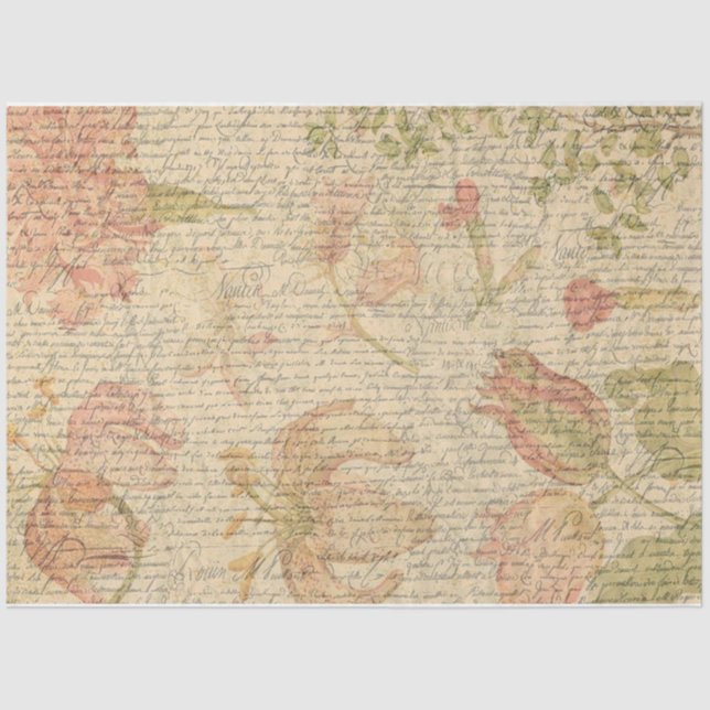 Papel de Decoupage Floral & Script (Frente )