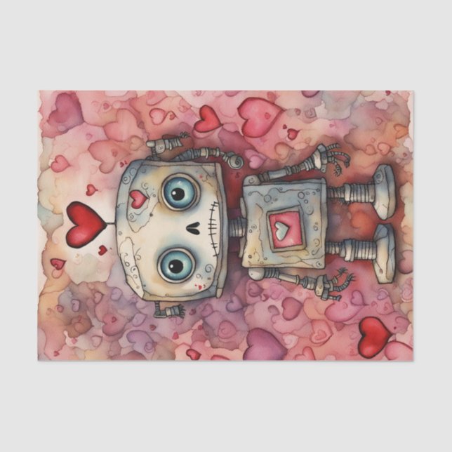 Papel de Decoupage Robot para Dia de os namorados  (Frente )