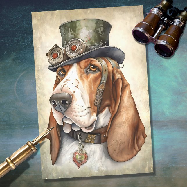 Papel de Decoupage Steampunk 1 do Hound Basset (Criador carregado)
