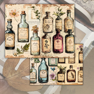 Papel de Diário de Sucata Floral de Antiga Botica