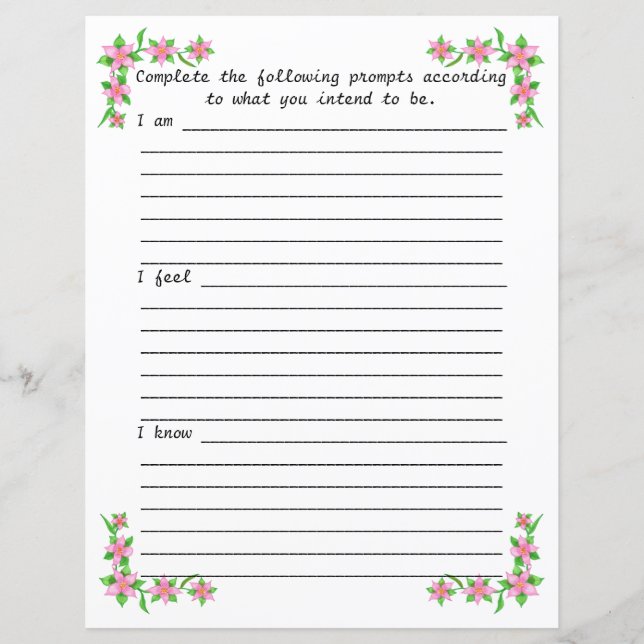 Papel de Diário que sinto que sei, floral rosa (Frente)