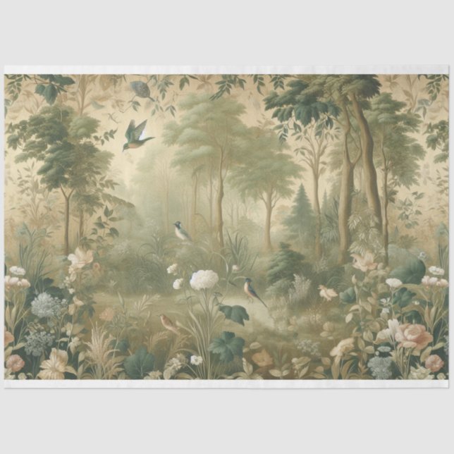 Papel de dissociação Botânico, Pássaros, Floresta (Frente )