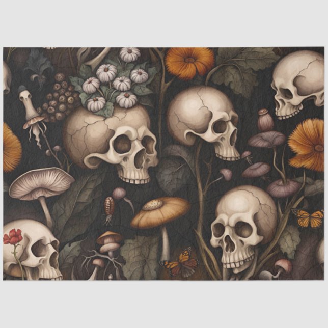 Papel de dissociação do crânio do Halloween gótico (Frente )