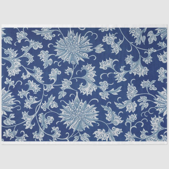 Papel de dissociação floral azul e branco (Frente )