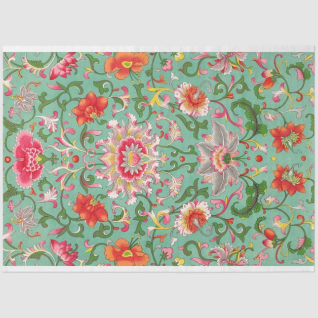 Papel de dissociação floral de turquesa, bonito (Frente )