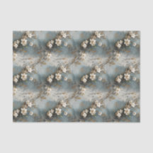 Papel de dissociação floral Dusty Blue e Ivory Sha